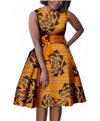 African Dresses for Women Ankara Print Sleeveless A-line Dress with Belt Dashiki Casual Party Wedding 649-9 $9.53 Dresses