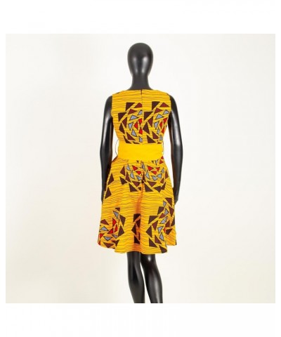 African Dresses for Women Ankara Print Sleeveless A-line Dress with Belt Dashiki Casual Party Wedding 649-9 $9.53 Dresses