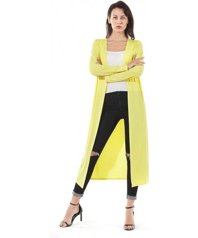 Women's Solid Sweater Essential Duster Long Cascading Open Front Lightweight Blue Cardigan Lightyello $14.96 Sweaters