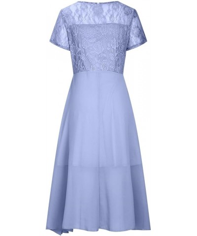 Cocktail Dresses Womens Chiffon Plus Size Dress Elegant Ruffle Cold Shoulder Midi Dress B-blue $18.14 Dresses