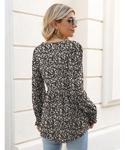 Women's Puff Sleeve Tunic Tops Square Neck Peplum Shirt Loose Ruffle Hem Blouse Empire Waist Tshirt A-small Floral $13.79 Tops