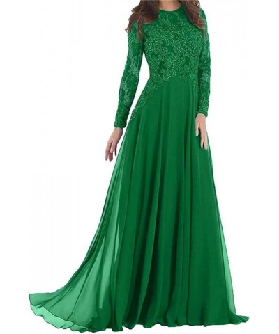 Mother of The Bride Dresses Long Sleeve Lace Evening Dress Chiffon Mother of The Groom Dress Green $39.69 Dresses