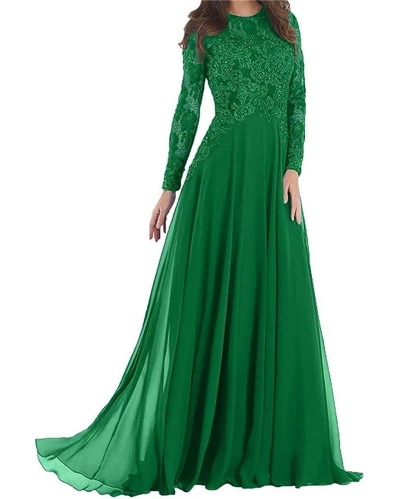 Mother of The Bride Dresses Long Sleeve Lace Evening Dress Chiffon Mother of The Groom Dress Green $39.69 Dresses