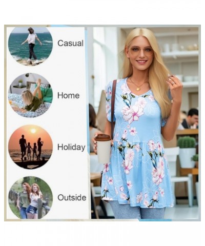 Womens Summer Tops Casual Tunic Short Sleeve V Neck T Shirts Fit Babydoll Blouse Leaf Green $11.39 Tops