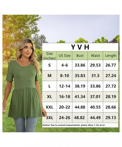 Womens Summer Tops Casual Tunic Short Sleeve V Neck T Shirts Fit Babydoll Blouse Leaf Green $11.39 Tops