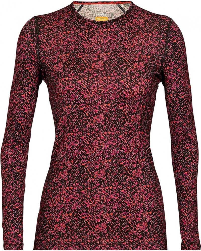 Icebreaker, 200 Oasis Lichen Long-Sleeve Crewe Top - Women's Black/Cherry Lichen X-Large $45.42 Activewear