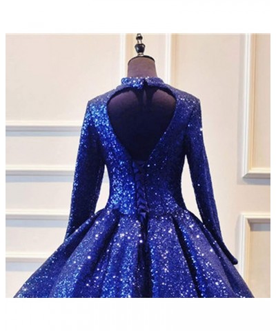 Women's High Neck Sequins Ball Gown for Wedding Long Sleeve Prom Quinceanera Dresses 2020 AR236 Black+red $62.98 Dresses