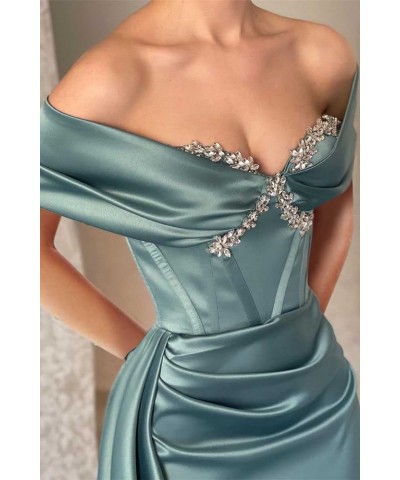 Off Shoulder Mermaid Prom Dresses for Women Sweetheart Satin Evening Gown Maxi Bodycon Party Dress Navy Blue $43.99 Dresses