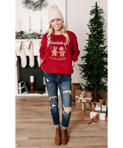 Christmas Shirt Women Funny Gingerbread Graphic Blouses Merry Xmas Holiday Tees Casual Long Sleeve Pullover Tops Red $15.18 T...