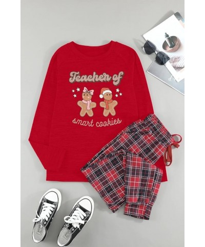 Christmas Shirt Women Funny Gingerbread Graphic Blouses Merry Xmas Holiday Tees Casual Long Sleeve Pullover Tops Red $15.18 T...