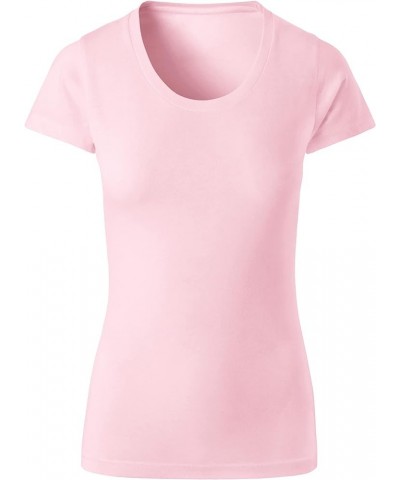 Premium Womens Short Sleeve T Shirt Crew Neck V Neck Plain Cotton Tee 3ma21_heather Pink $6.99 T-Shirts