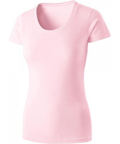 Premium Womens Short Sleeve T Shirt Crew Neck V Neck Plain Cotton Tee 3ma21_heather Pink $6.99 T-Shirts