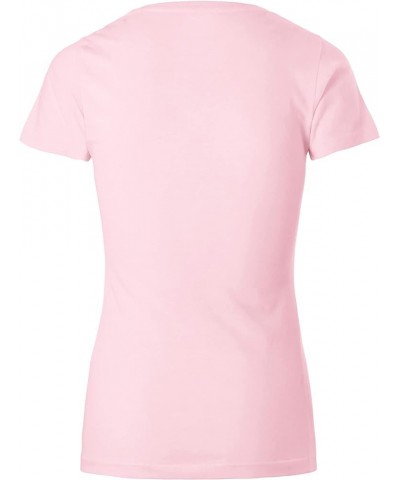 Premium Womens Short Sleeve T Shirt Crew Neck V Neck Plain Cotton Tee 3ma21_heather Pink $6.99 T-Shirts