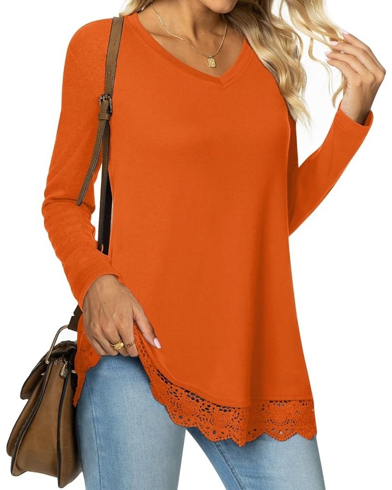 Women's Fall Long Sleeve V-Neck Tunic Tops Casual Sweatshirt for Leggings V-orange $14.24 Tops