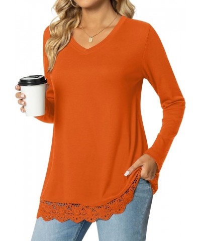 Women's Fall Long Sleeve V-Neck Tunic Tops Casual Sweatshirt for Leggings V-orange $14.24 Tops