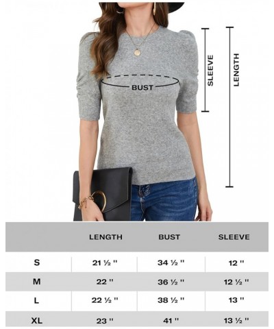 Short Sleeve Sweater Tops for Women Puff Sleeve Tops Grey $18.19 Sweaters