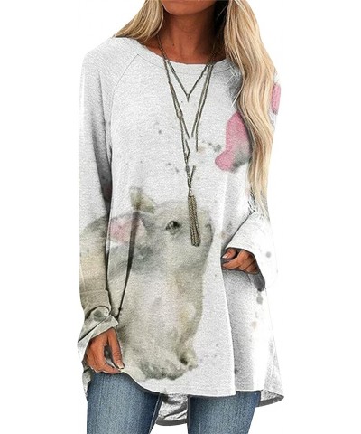 Women's Easter Fashion Bunny Sweatshirt Casual Loose Sweatshirt Cute Plus Size Sweatshirt Grey $11.00 Hoodies & Sweatshirts