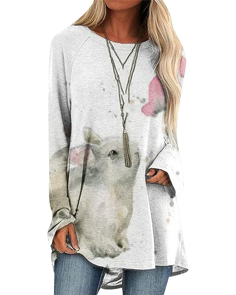 Women's Easter Fashion Bunny Sweatshirt Casual Loose Sweatshirt Cute Plus Size Sweatshirt Grey $11.00 Hoodies & Sweatshirts