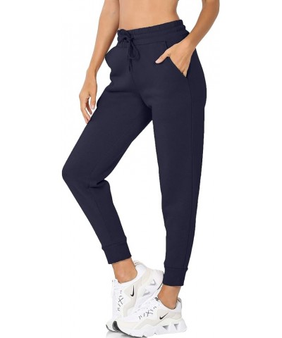 Womens Casual Fleece Jogger Sweatpants Active Drawstring High Waistband with Pockets (S-3XL) Navy $9.60 Activewear