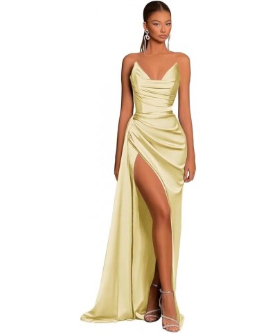 Satin Mermaid Prom Dresses Long Bodycon Bridesmaid Dress Tight Formal Evening Dress Yellow $34.79 Dresses