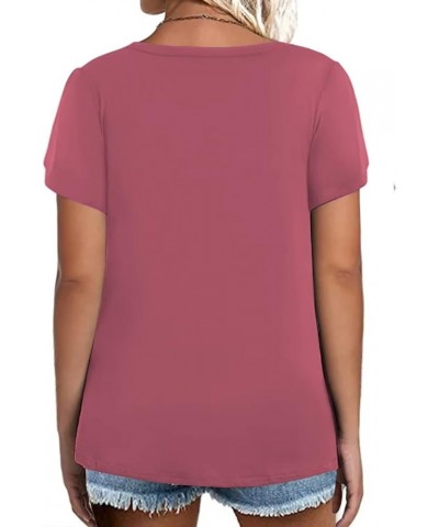 Womens-Plus-Size-Tops Summer Petal Sleeve T Shirts Casual V Neck Tees XL-5XL Purple $12.90 T-Shirts