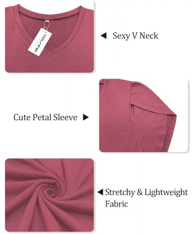 Womens-Plus-Size-Tops Summer Petal Sleeve T Shirts Casual V Neck Tees XL-5XL Purple $12.90 T-Shirts