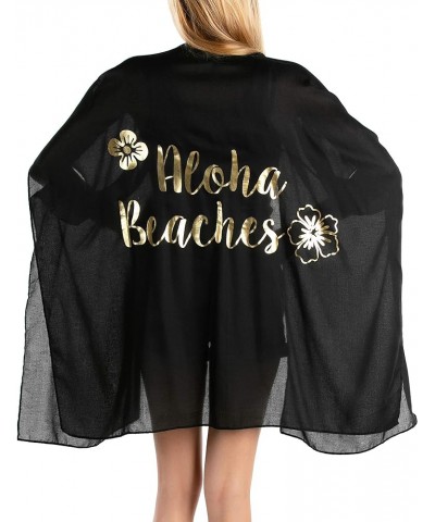 Womens Bride Tribe Cover Up Bachelorette Swimsuit Beach Shawl Wrap Aloha Beaches - Black/Gold $32.55 Swimsuits