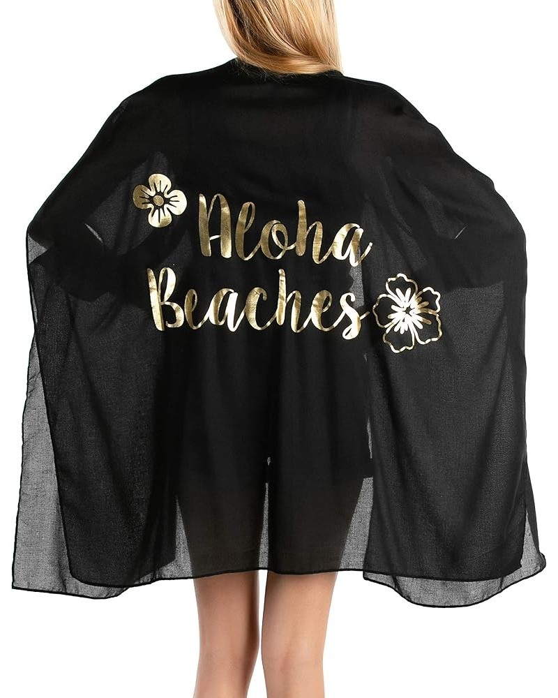 Womens Bride Tribe Cover Up Bachelorette Swimsuit Beach Shawl Wrap Aloha Beaches - Black/Gold $32.55 Swimsuits