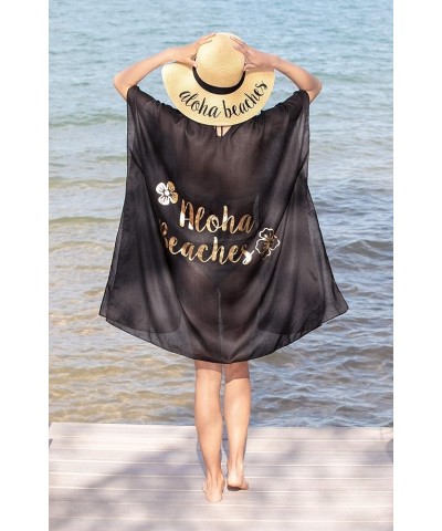 Womens Bride Tribe Cover Up Bachelorette Swimsuit Beach Shawl Wrap Aloha Beaches - Black/Gold $32.55 Swimsuits