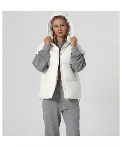 Women's Quilted Puffer Vest Lightweight Sleeveless Stand Collar Jackets Warm Puffy Padded Gilet White $15.75 Vests