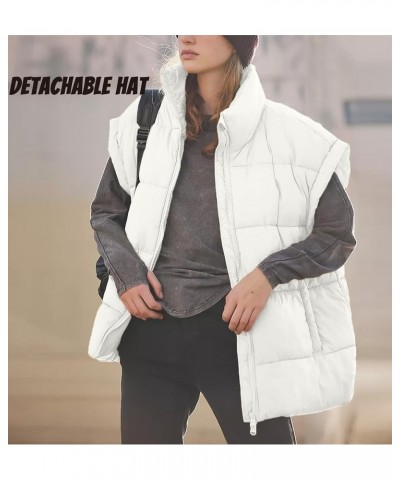 Women's Quilted Puffer Vest Lightweight Sleeveless Stand Collar Jackets Warm Puffy Padded Gilet White $15.75 Vests