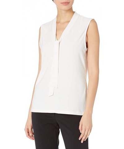 Women's Sleeveless Tie Neck Knit Top Anne White $17.17 Tops