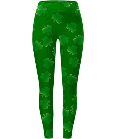 Women's St. Patrick's Day Leggings Stretchy Graphic Printed Green Four Leaf Clover Stretchy Graphic Printed Legging Tights Gr...