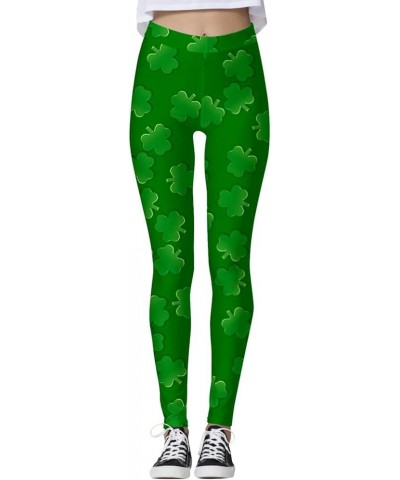 Women's St. Patrick's Day Leggings Stretchy Graphic Printed Green Four Leaf Clover Stretchy Graphic Printed Legging Tights Gr...