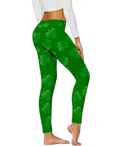 Women's St. Patrick's Day Leggings Stretchy Graphic Printed Green Four Leaf Clover Stretchy Graphic Printed Legging Tights Gr...