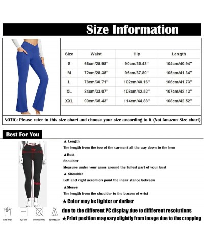 Womens Flare Yoga Pants with Pockets Flared Leggings Comfy Crossover Pants Casual High Waisted Bootcut Pants E006- Dark Blue ...