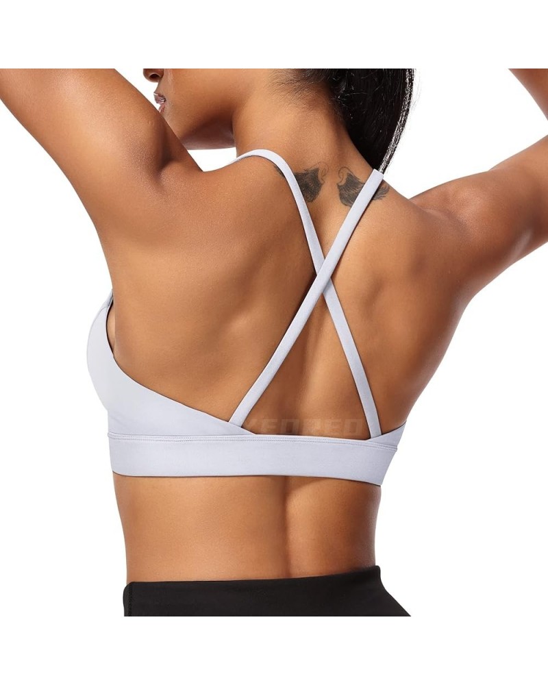 Coral Sports Bras for Women Criss-Cross Back Padded Workout Running Yoga Bra Casual Crop Tops Thin Straps Bra 2 White $13.30 ...