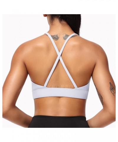 Coral Sports Bras for Women Criss-Cross Back Padded Workout Running Yoga Bra Casual Crop Tops Thin Straps Bra 2 White $13.30 ...