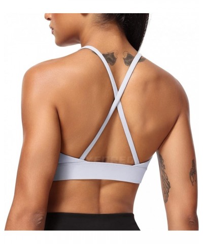 Coral Sports Bras for Women Criss-Cross Back Padded Workout Running Yoga Bra Casual Crop Tops Thin Straps Bra 2 White $13.30 ...