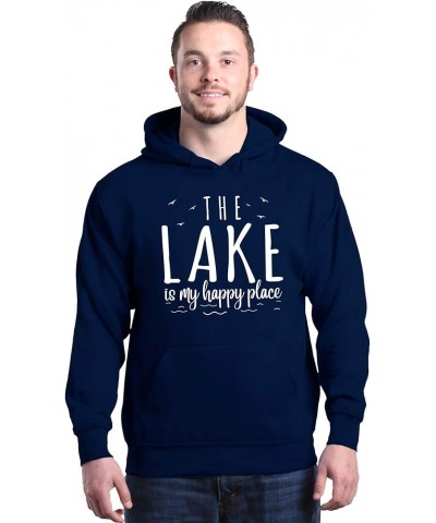 The Lake is My Happy Place Hoodie Sweatshirts Navy $16.87 Hoodies & Sweatshirts