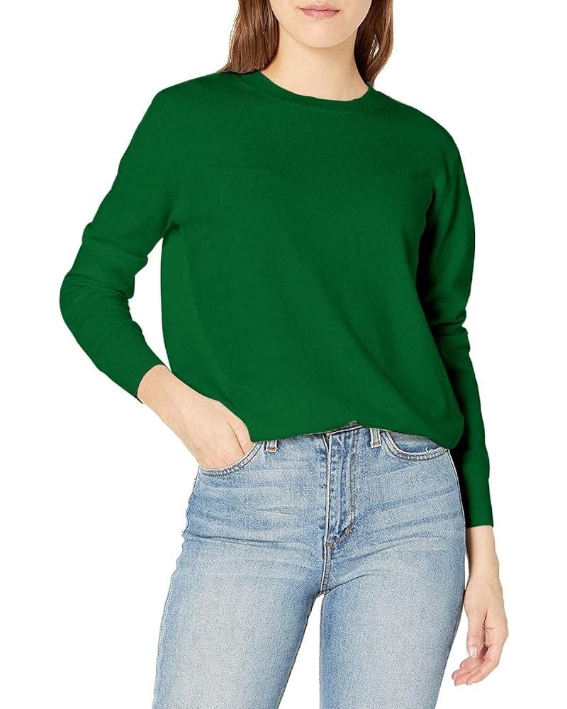 Women's Crewneck Sweater Pullover Soft Knitted Sweaters 06-green $15.11 Sweaters