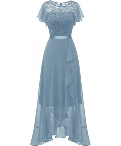 Formal Dresses for Women 2024 Wedding Guest with Slit Cocktail Elegant Lace Long Prom Dress Grey Blue $33.05 Dresses