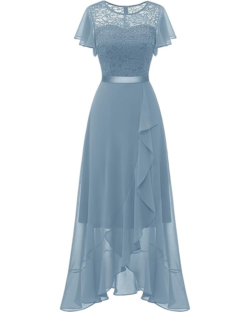 Formal Dresses for Women 2024 Wedding Guest with Slit Cocktail Elegant Lace Long Prom Dress Grey Blue $33.05 Dresses