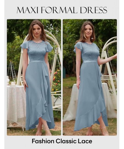 Formal Dresses for Women 2024 Wedding Guest with Slit Cocktail Elegant Lace Long Prom Dress Grey Blue $33.05 Dresses