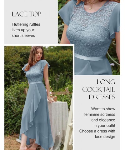 Formal Dresses for Women 2024 Wedding Guest with Slit Cocktail Elegant Lace Long Prom Dress Grey Blue $33.05 Dresses