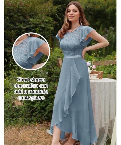 Formal Dresses for Women 2024 Wedding Guest with Slit Cocktail Elegant Lace Long Prom Dress Grey Blue $33.05 Dresses