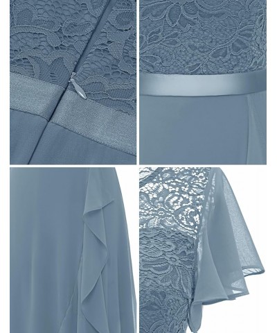 Formal Dresses for Women 2024 Wedding Guest with Slit Cocktail Elegant Lace Long Prom Dress Grey Blue $33.05 Dresses