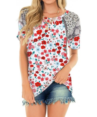 Women's Summer Tops Raglan Short Sleeve T Shirts Leopard Casual Tunic Tops T3 $10.25 Tops