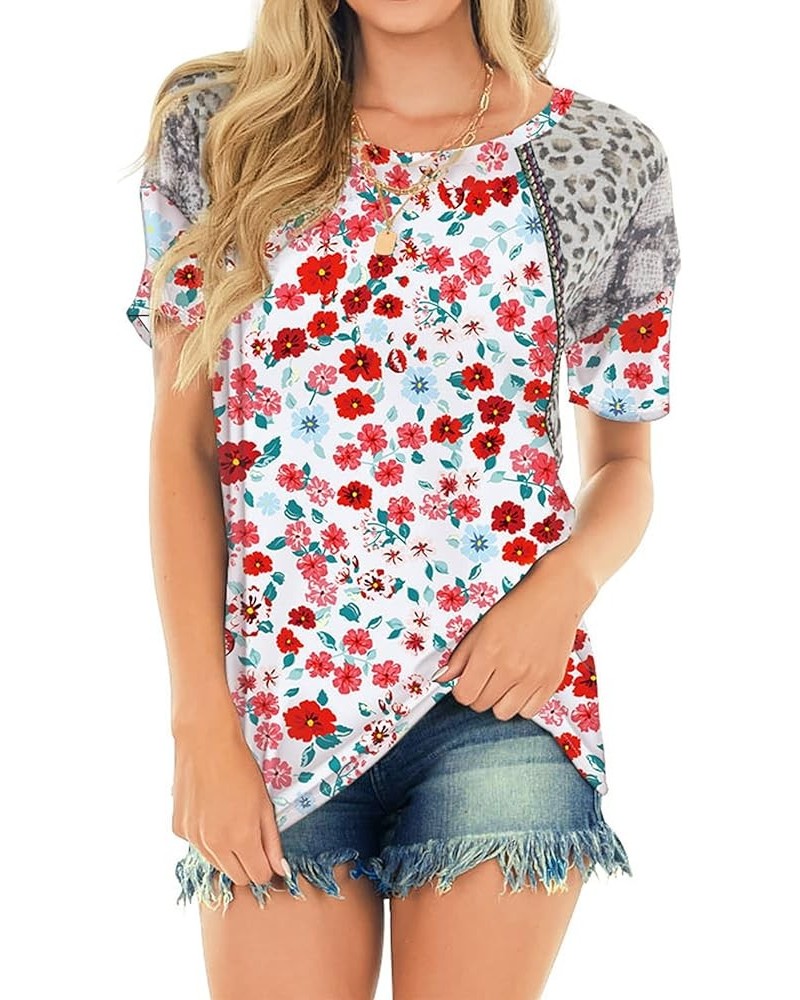 Women's Summer Tops Raglan Short Sleeve T Shirts Leopard Casual Tunic Tops T3 $10.25 Tops