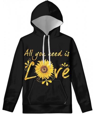 Women Casual Hoodie Long Sleeve Sweatshirt with Pocket Sunflowers and Love Patterns $8.54 Hoodies & Sweatshirts